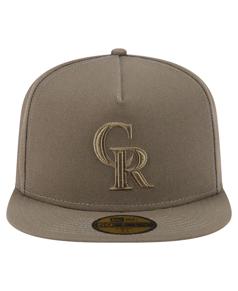 New Era Men's Olive Colorado Rockies Color Pack A-Frame 59FIFTY Fitted Hat