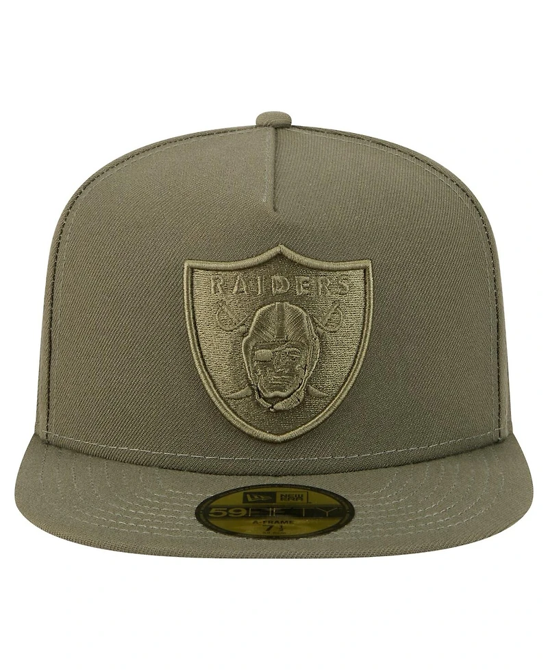 New Era Men's Olive Las Vegas Raiders Color Pack A-Frame 59FIFTY Fitted Hat
