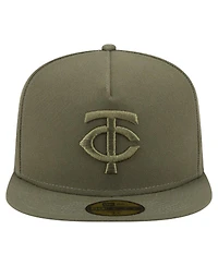 New Era Men's Olive Minnesota Twins Color Pack A-Frame 59FIFTY Fitted Hat