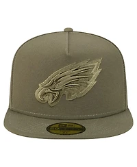 New Era Men's Olive Philadelphia Eagles Color Pack A-Frame 59FIFTY Fitted Hat