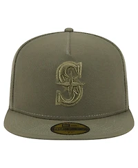 New Era Men's Olive Seattle Mariners Color Pack A-Frame 59FIFTY Fitted Hat