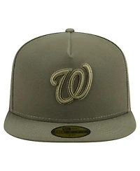 New Era Men's Olive Washington Nationals Color Pack A-Frame 59FIFTY Fitted Hat