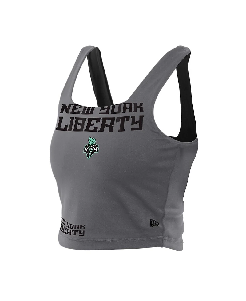 New Era Women's Black/Gray York Liberty Reversible Cropped Sport Classics Tank Top