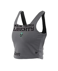 New Era Women's Black/Gray York Liberty Reversible Cropped Sport Classics Tank Top