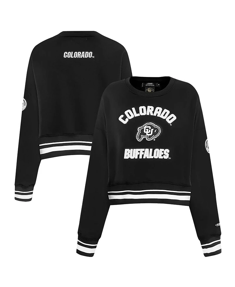 Pro Standard Women's Black Colorado Buffaloes Cultivated-Pearl Cropped Pullover Sweatshirt