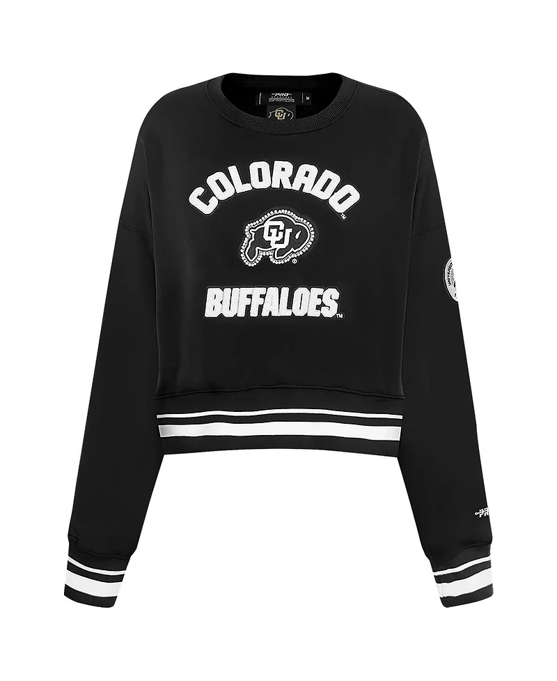 Pro Standard Women's Black Colorado Buffaloes Cultivated-Pearl Cropped Pullover Sweatshirt