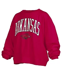 Pressbox Women's Cardinal Arkansas Razorbacks Janise Arch Over Logo Waist Length Oversized Pullover Sweatshirt