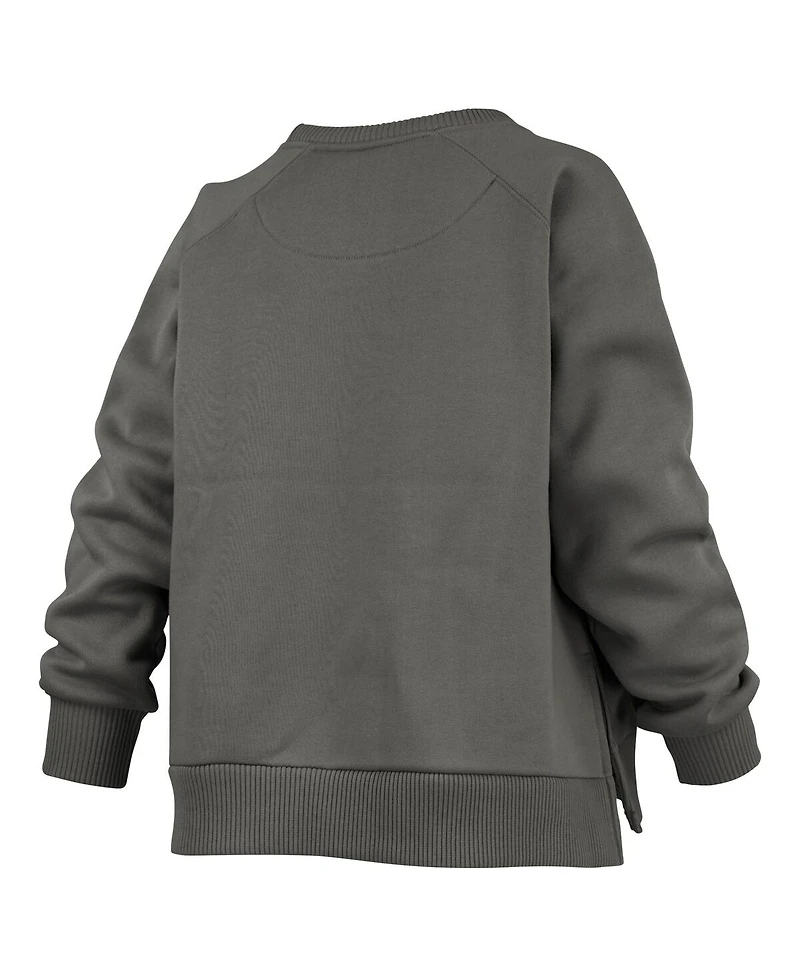 Pressbox Women's Charcoal Michigan State Spartans Pocketed Raglan Pullover Sweatshirt