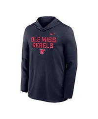 Nike Men's Navy Ole Miss Rebels 2025 Sideline Dri-fit Long Sleeve Hoodie T-Shirt