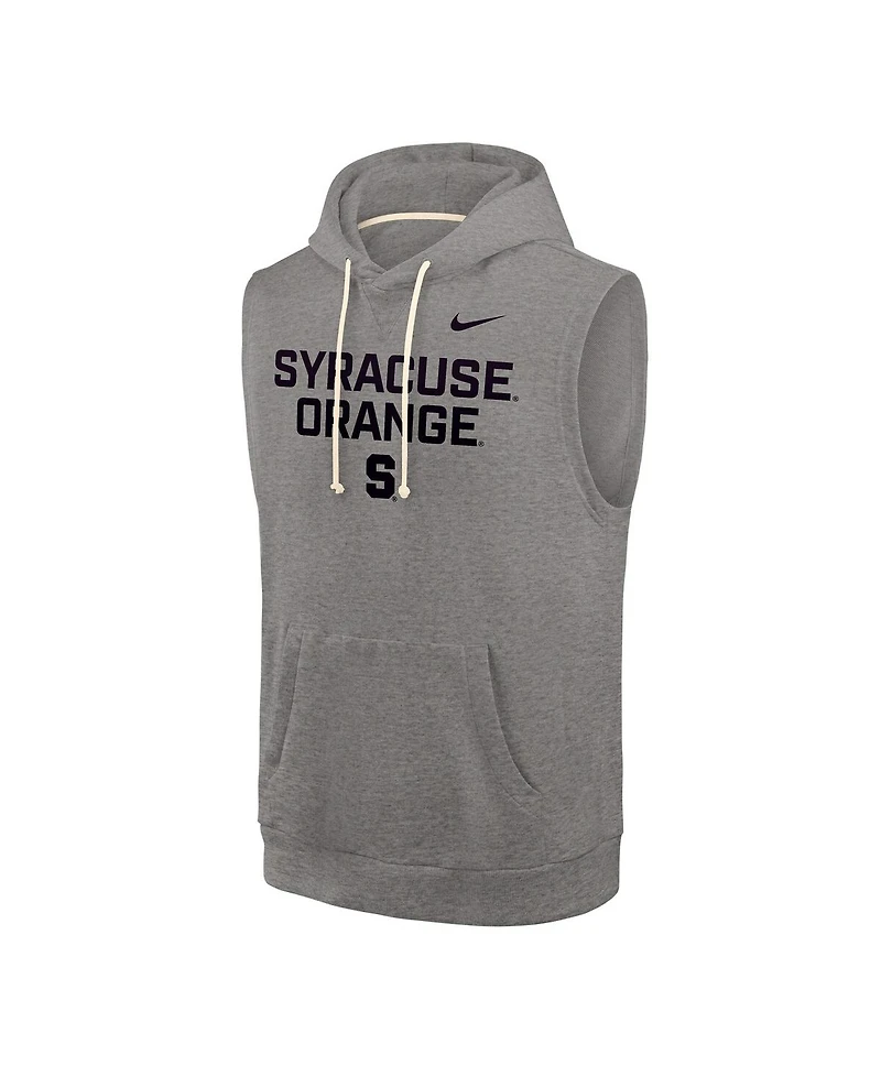 Nike Men's Heather Gray Syracuse Orange Sleeveless Pullover Hoodie