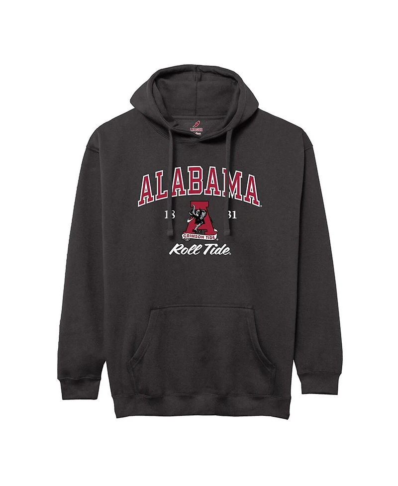 League Collegiate Wear Men's Black Alabama Crimson Tide Arch Script Essential Fleece 2.0 Pullover Hoodie