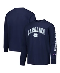 Champion Big Boys and Girls Navy North Carolina Tar Heels Distressed Arch Over Logo Long Sleeve T-Shirt