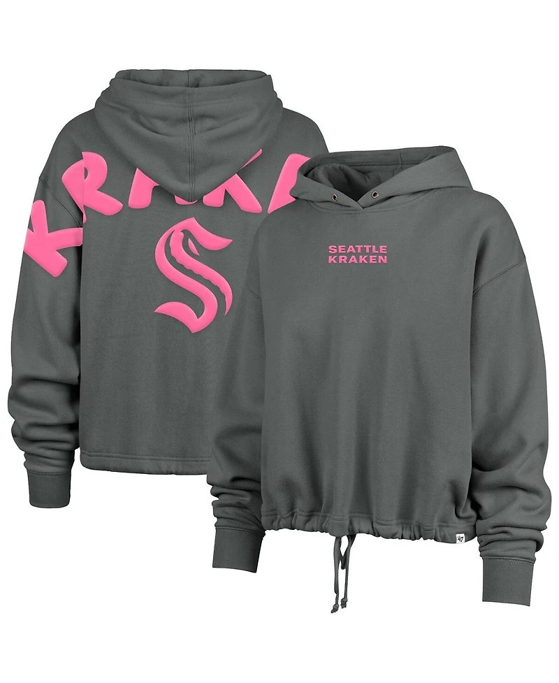 '47 Brand Women's Gray Seattle Kraken Bright Side Venice Cropped Pullover Hoodie