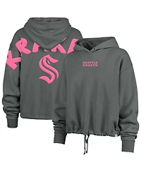 '47 Brand Women's Gray Seattle Kraken Bright Side Venice Cropped Pullover Hoodie