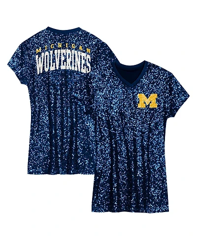 Outerstuff Preschool Navy Michigan Wolverines Sequin V-Neck Dress