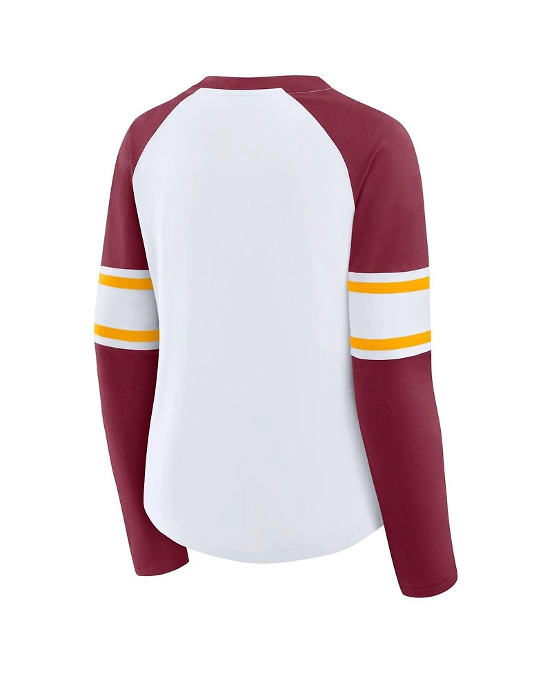 Fanatics Women's White Washington Commanders Plus Redzone Lace Up Long Sleeve T-Shirt
