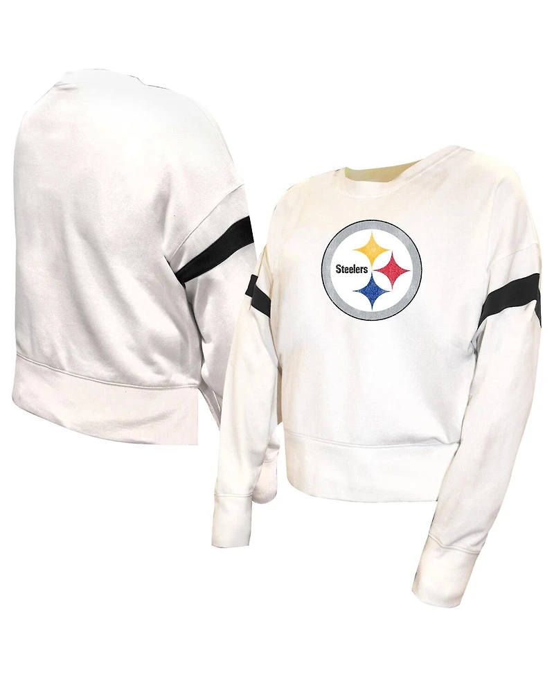 Fanatics Women's White Pittsburgh Steelers Plus Fleece Pullover Sweatshirt