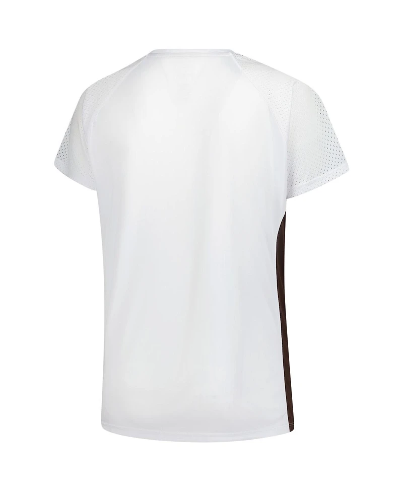 Fanatics Women's White Cleveland Browns Plus Glitter Lace-Up V-Neck T-Shirt