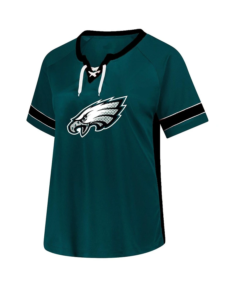 Fanatics Women's Jalen Hurts Green Philadelphia Eagles Plus Name Number Lace-Up T-Shirt