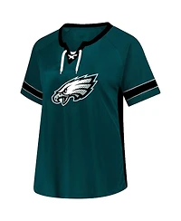 Fanatics Women's Jalen Hurts Green Philadelphia Eagles Plus Name Number Lace-Up T-Shirt