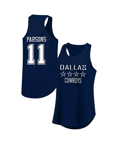 Fanatics Women's Micah Parsons Navy Dallas Cowboys Plus Name Number Tank Top