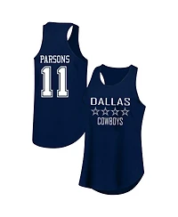 Fanatics Women's Micah Parsons Navy Dallas Cowboys Plus Name Number Tank Top