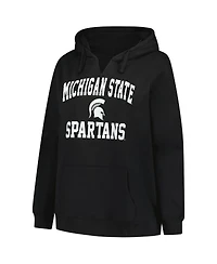 Champion Women's Black Michigan State Spartans Plus Heart Soul Notch Neck Pullover Hoodie