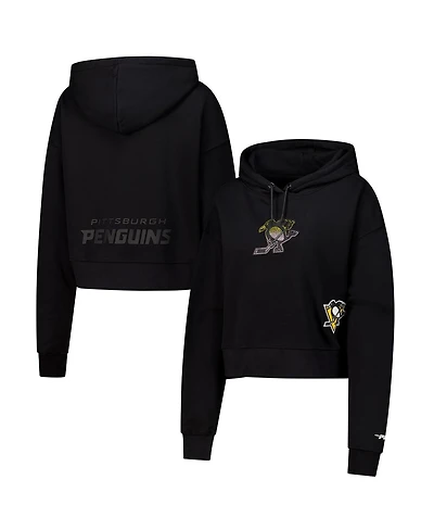 Pro Standard Women's Black Pittsburgh Penguins Jewels Cropped Pullover Hoodie