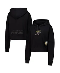 Pro Standard Women's Black Pittsburgh Penguins Jewels Cropped Pullover Hoodie