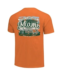 Image One Women's Orange Miami Hurricanes Comfort Colors Campus Scene Drawing Script T-Shirt