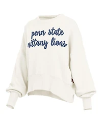 Pressbox Women's Cream Penn State Nittany Lions Oversized Chelsea Waist Length Pullover Sweatshirt