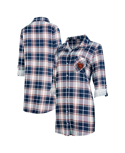 Concepts Sport Women's Navy Chicago Bears Ashford Plaid Knit Nightshirt