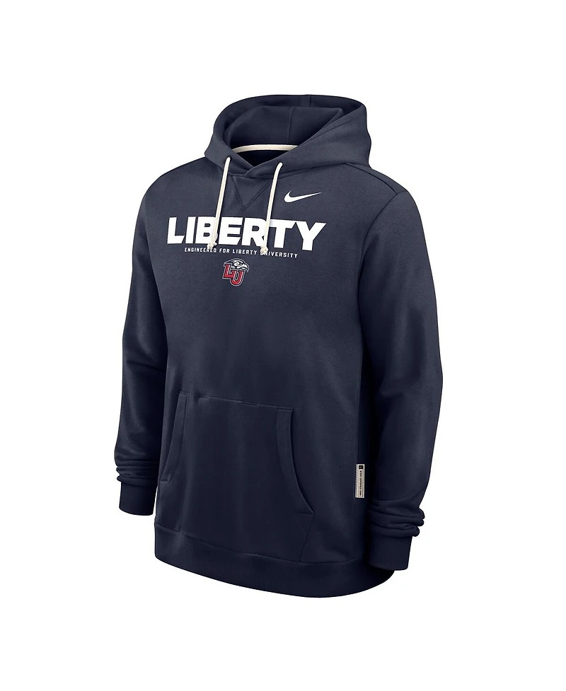 Nike Men's Navy Liberty Flames 2025 Sideline Performance Pullover Hoodie