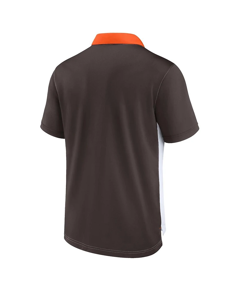 Nike Men's White/Brown Cleveland Browns Rewind Pique Polo Shirt