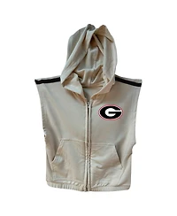 Wes & Willy Girls Toddler 2-Piece Tan Georgia Bulldogs Tri-Blend Sleeveless Full zip Hoodie and Tiered Skirt Set