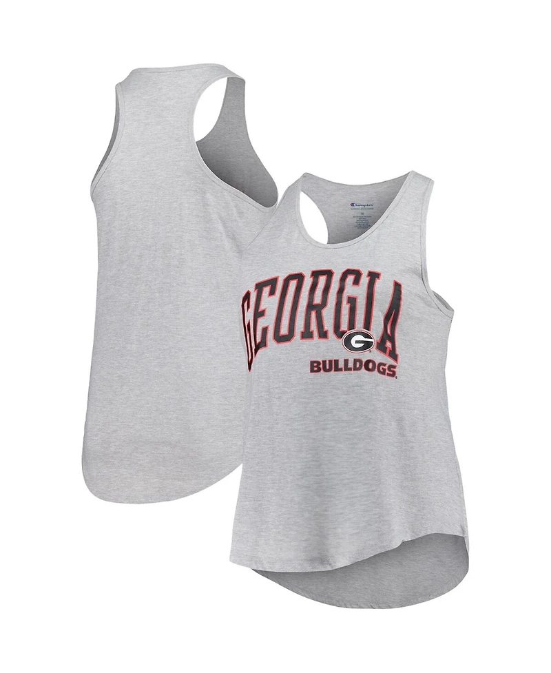 Profile Women's Heather Gray Georgia Bulldogs Arch Logo Racerback Scoop Neck Tank Top