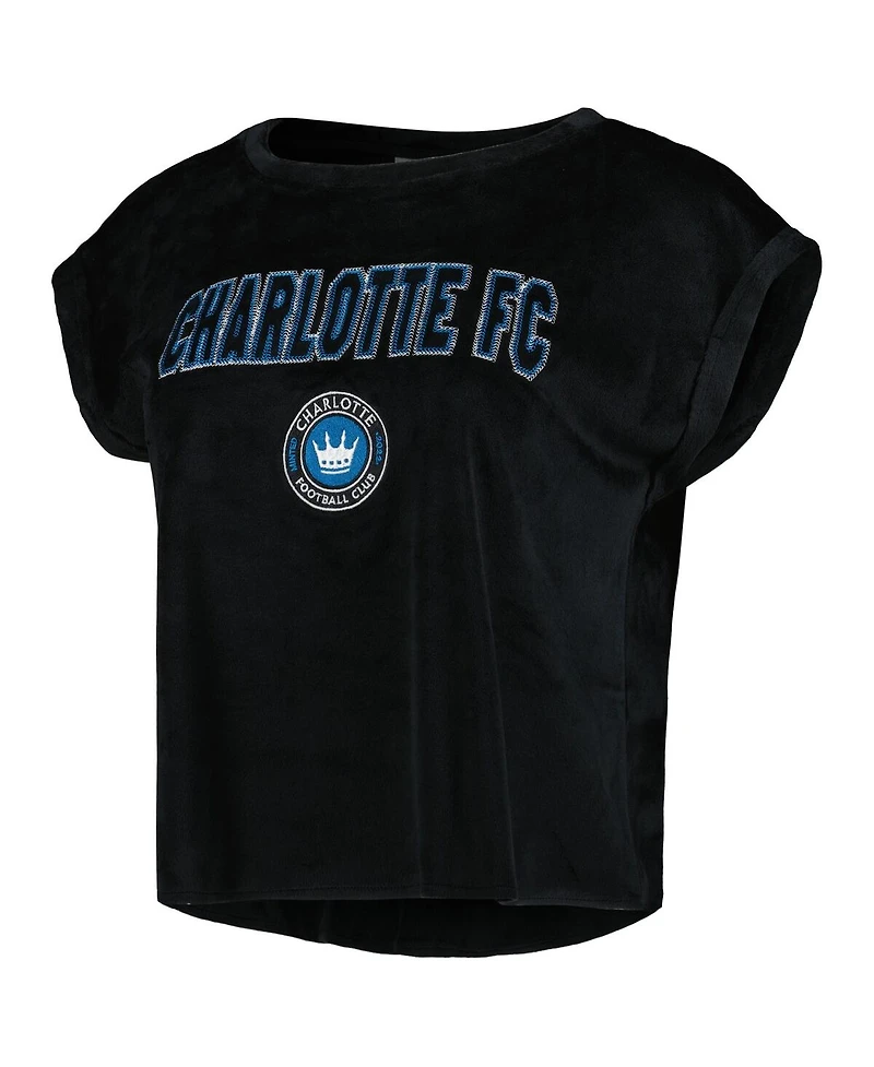 Concepts Sport Women's 2-Piece Black Charlotte Fc Intermission Top and Shorts Sleep Set