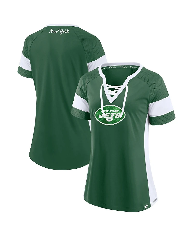 Fanatics Women's Dark Green New York Jets Athena Lace-Up Top