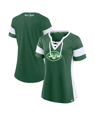 Fanatics Women's Dark Green New York Jets Athena Lace-Up Top