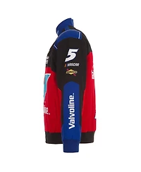 Jh Design Men's Black/Red Kyle Larson Valvoline Full-Snap Twill Uniform Jacket