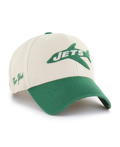 '47 Brand Men's Cream/Kelly Green New York Jets Fairfield Mvp Throwback Adjustable Hat
