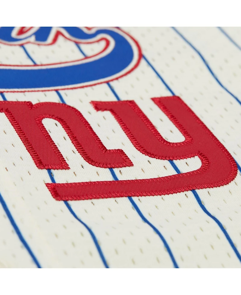 Mitchell & Ness Men's Lawrence Taylor Cream New York Giants Name Number Mesh Button-Up Baseball Jersey
