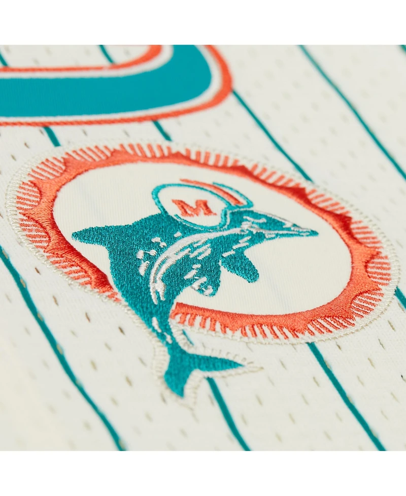 Mitchell & Ness Men's Dan Marino Cream Miami Dolphins Name Number Mesh Button-Up Baseball Jersey