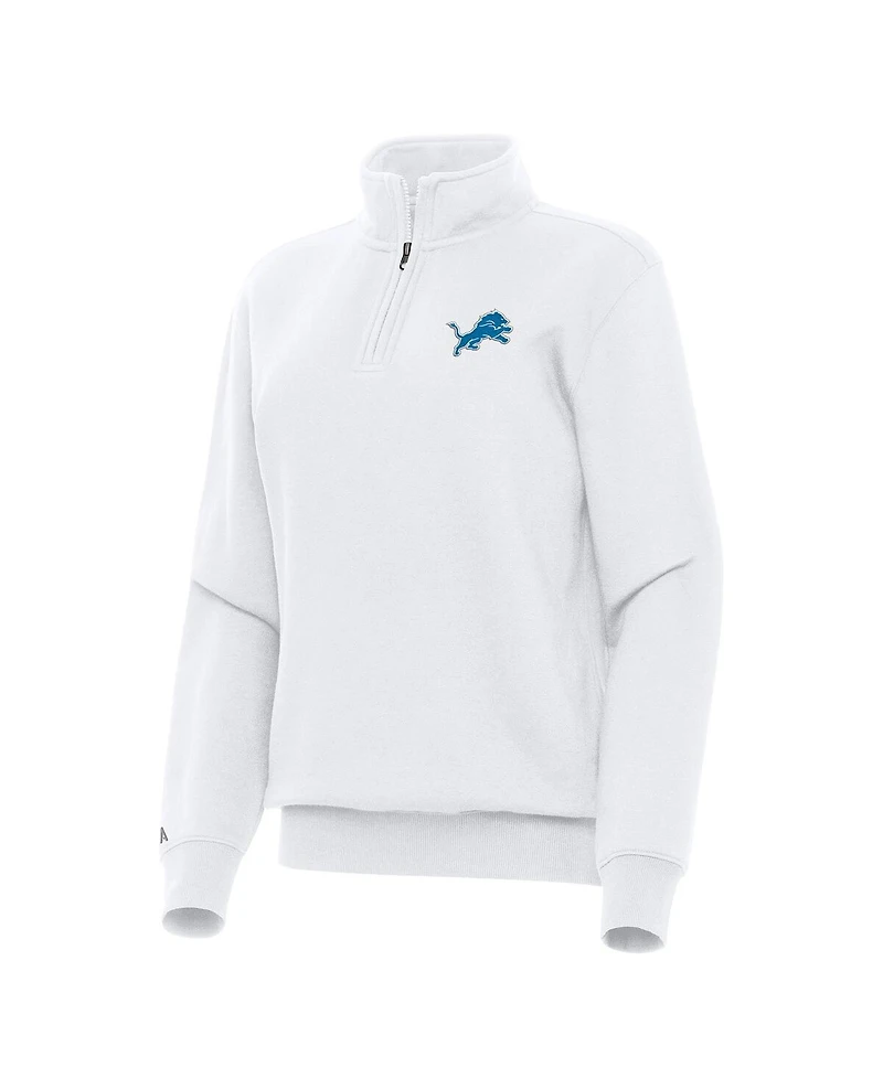Antigua Women's White Detroit Lions Victory Quarter-Zip Sweatshirt