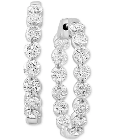 Effy Lab Grown Diamond In & Out Hoop Earrings (2-7/8 ct. t.w.) in 14k White Gold, 0.87"