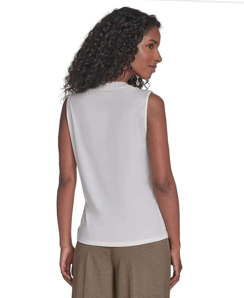 Calvin Klein Women's Mixed-Media Sleeveless Blouse