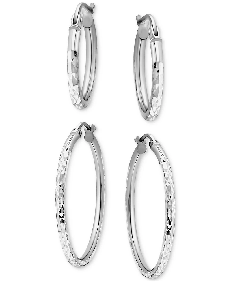 Giani Bernini 2-Pc. Set Faceted Texture Small Hoop Earrings in Sterling Silver, Macy's Exclusive
