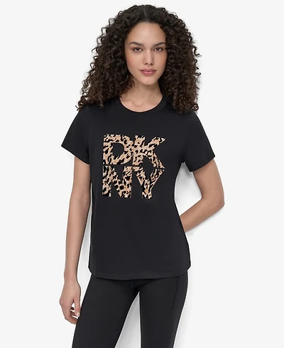 Dkny Women's Stacked Animal Print Crew Neck T-shirt