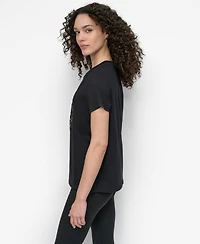 Dkny Women's Stacked Animal Print Crew Neck T-shirt