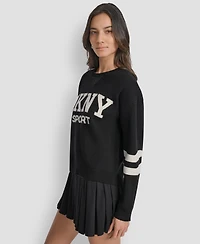 Dkny Women's Varsity Logo Crew Neck Sweater